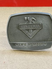 Men&rsquo;s Handyman Club of America Life Member Metal Belt Buckle Silver Black