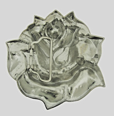 Flower Belt Buckles White Rose Vintage Bling Iced Silver Metal Cowgirl Western