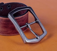 Heavy Duty Silver Finish Oblong Center Bar Belt Buckle Fits 1-1/2&Prime; Leather Belts