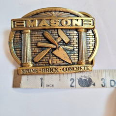 VTG Mason Tradesman Brass Belt Buckle 82 The Great American Buckle Co USA