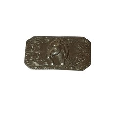 Men&rsquo;s Brass Bronze Horse Head Horseshoe Western Belt Buckle Engraved