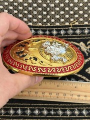 Western Buckle Oval Gold Silver Red Horse Rider Cowboy 2 » Hebillas Vaqueras