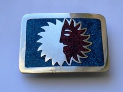 Turquoise and Corral Belt Buckle