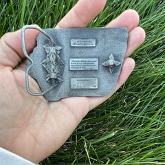 Iowa Wildlife Federation Silver Metal Western Belt Buckle fish pheasant deer