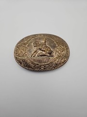 VTG Crumrine Horse Belt Buckle Mens Western Bronze Rodeo 3D Relief Made USA Gift