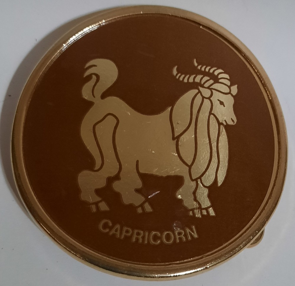 VINTAGE CAPRICORN Metal Belt Buckle with Metalic Enameled