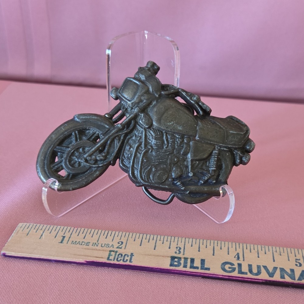 Vintage Men&rsquo;s Motorcycle Biker Black Metal Clip Belt Buckle 1.5 in MPN 897