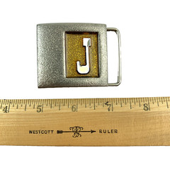 Vintage Lee New York Enamel Letter J Personalized Metal Belt Buckle Piece