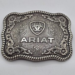 ARIAT Western Filigree Belt Buckle Silver Tone Rodeo Style Men&rsquo;s Cowboy Engraved