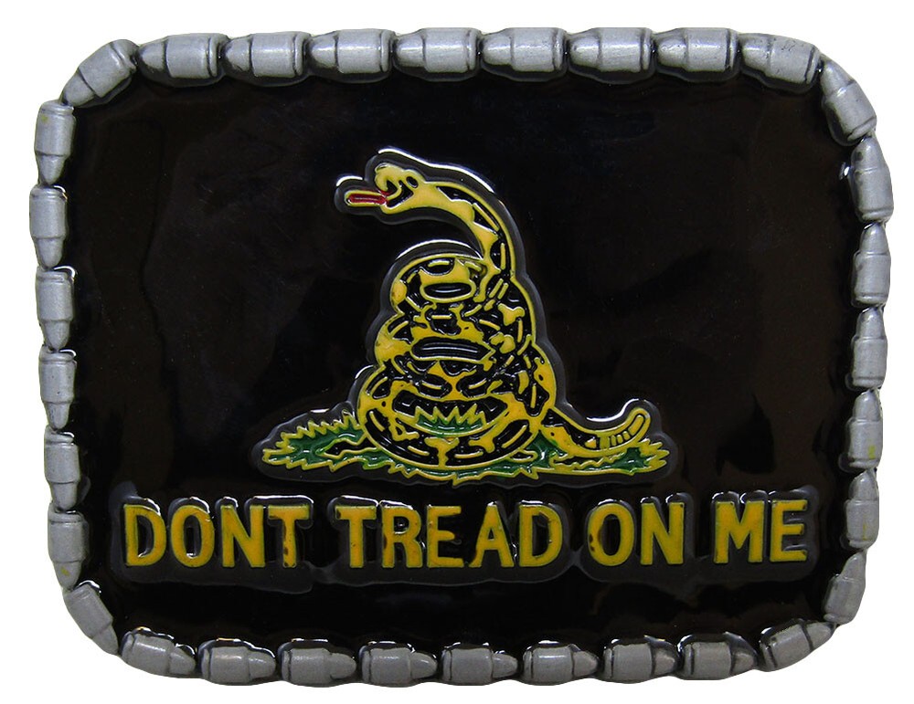 Gadsden Don&rsquo;t Tread On Me Yellow Snake Black Belt Buckle