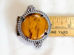 Vintage Western Belt Buckle Silver Tone & Myrtlewood Medallion