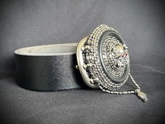 “ Skull Reliquary Halo” Buckle Gothic Beaded Chain 3” x 3” OOAK Darren McNeese