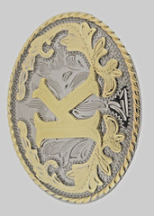 INITIAL K LETTER k MEN WOMEN RODEO REALLY COWBOY STYLE GOLD METAL BELT BUCKLE