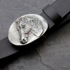 Horse Head Belt Buckle With Detailed Design In Antique Silver Finish