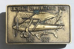 Vintage Brass Tone 1977 LINDBERGH COMMEMORATIVE TOUR BELT BUCKLE