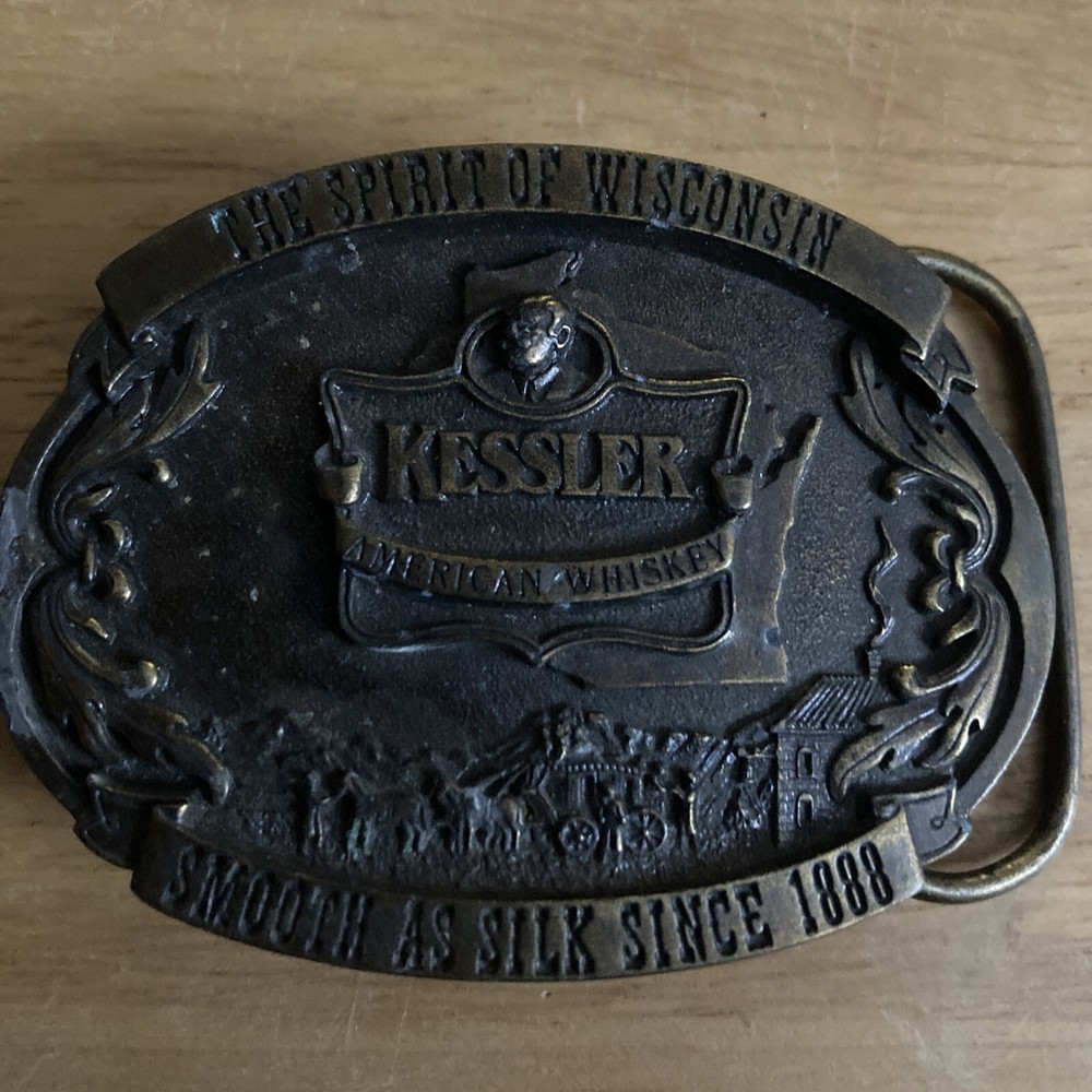 Belt Buckle Kessler American Whiskey Spirit of Wisconsin Brass Buckle LE 1993