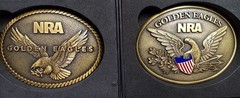LOT OF 5: 2 NRA COMMEMORATIVE BUCKLES ( 2014 2015) & 3 VINTAGE PINS