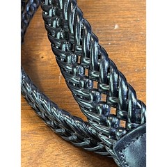 Men&rsquo;s Black Braided Woven Faux Leather Belt Size 42/105 Silver Buckle Casual