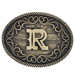 Montana Silversmiths Attitude Filigree Initial R Western Oval Belt Buckle