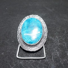 Handmade Silver Plated Belt Buckle with Natural Turquoise Stone- Western Vintage