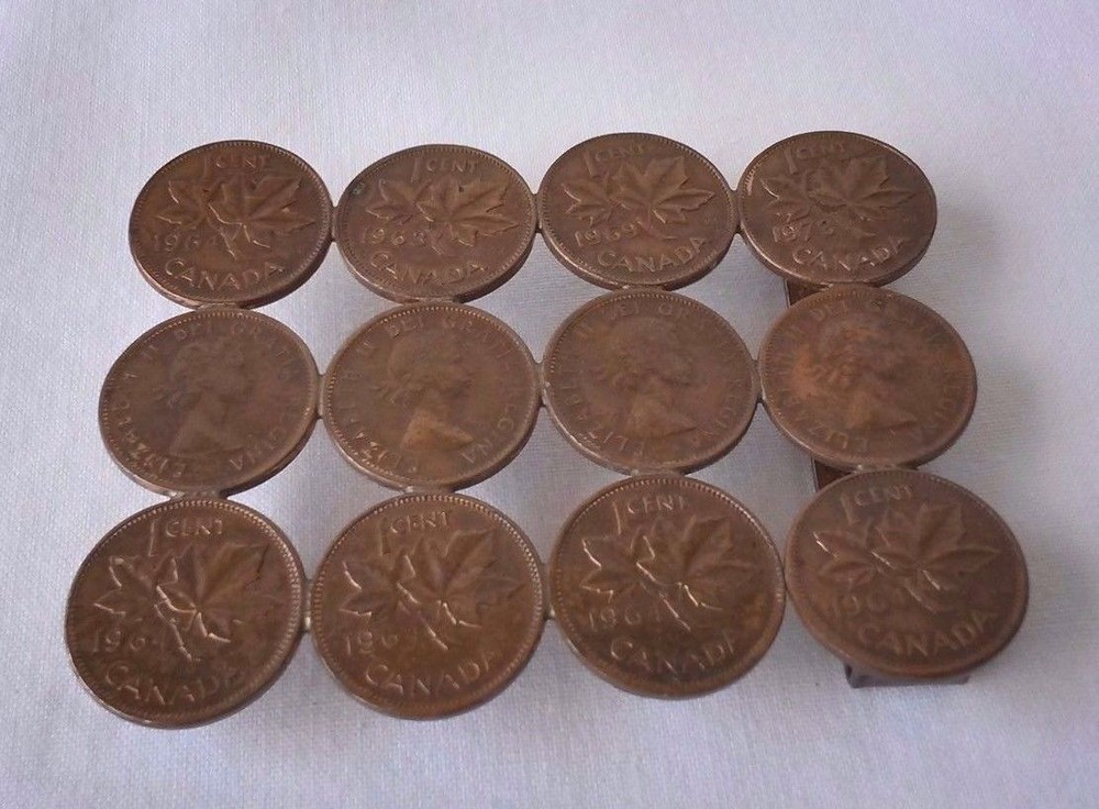 Vintage 1964 Canadian 1 Cent Copper Belt Buckle