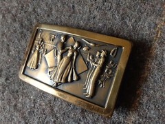 vintage Copper? Belt Buckle western cowboy Square Dancing Hoedown