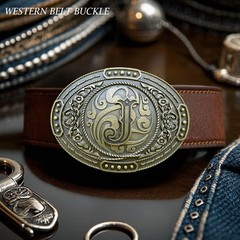 GRAERRY Western Belt Buckle for Men Women Initial Letters ABCDJMR Medium, J