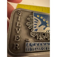 Vintage Alaska 1984 25 Years Statehood Anniversary Belt Buckle Eagle