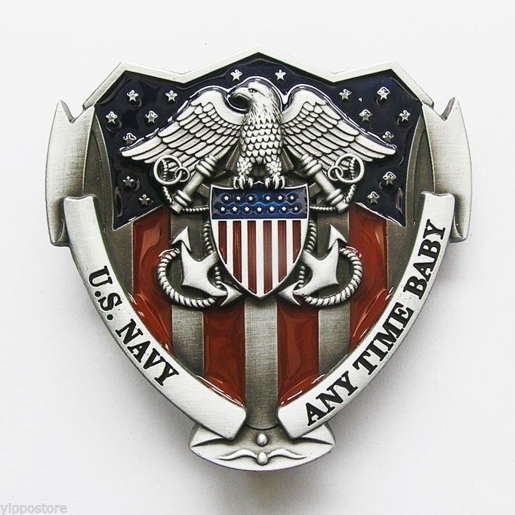 USN U.S. Navy Military w/ Color Belt Buckle