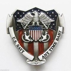 USN U.S. Navy Military w/ Color Belt Buckle