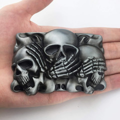 Skull Head Belt Buckle for Mens Western Cowboy