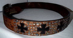 Ariat Embossed Sample Belt W/Iron Cross Belt Buckle Silver Black Never worn