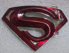 Superman S Logo Shield Red Enameled Superhero Cosplay Belt Buckle