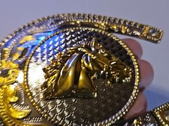GOLD & SILVER (IN COLOR ONLY)LARGE RODEO WESTERN HORSE HEAD Metal Belt Buckle