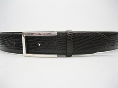 STERLING SILVER 925 SOLID LAILA BUCKLE.WITH GENUINE LIZARD 1.5&Prime; BELT MADE IN USA