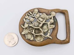 Flowers Hippie Solid Brass Pewter Vintage Belt Buckle