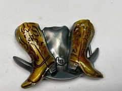 Boots And Hat – Country Western Cowboy Cowgirl Cut Out Vintage Belt Buckle
