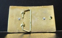 Vintage Square Brass Belt Buckle with Oval Shape Acrylic Looking Brown Stone
