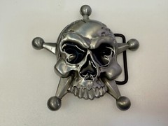 Creepy Skull Grinning Teeth Five Point Star Gothic Punk Cutout Belt Buckle
