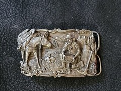 Vintage Arroyo Grande Buckle Co. 1981 B-10 Gold Mining Panning Belt Buckle!