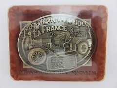 OK Firefighters Assoc. 1910 AMERICAN LaFrance Fire Truck Brass Belt Buckle