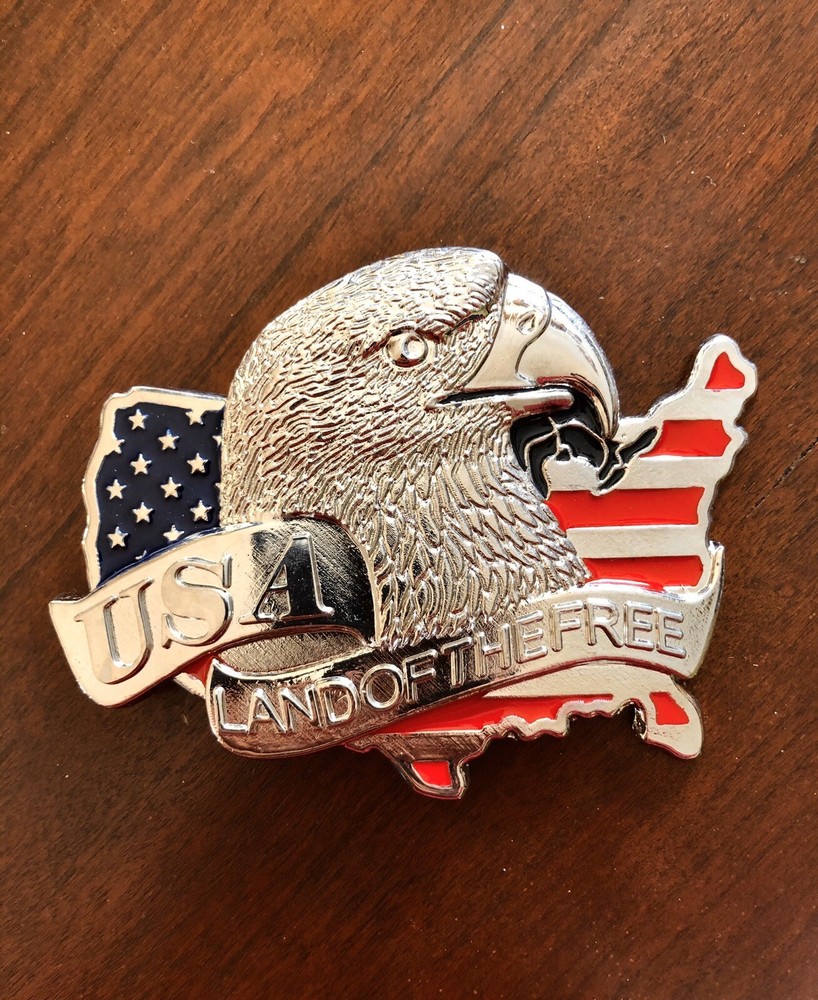 USA Land Of The Free American Bald Eagle Freedom Metal Unisex Men’s Belt Buckle