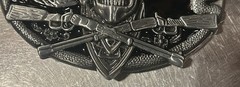 New Western Skull W Hat & Crossed Rifles Metal Onyx Black Enamel Belt Buckle