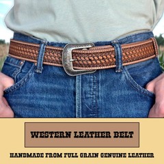 DANIEL&rsquo;S ARTPLANET Western Belt for Men Full 32 (fits size 30 jeans), Brown