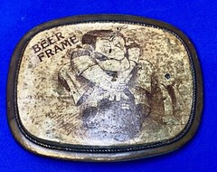 Beer Frame Bowling Novelty Cartoon Drawing Vintage Belt Buckle