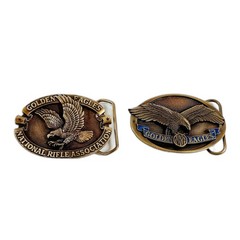 6 Vintage NRA Golden Eagles Belt Buckles Limited Edition Commemorative Box Pouch
