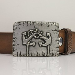 Double Anchor Belt Buckle in Antique Silver – Maritime Metal Buckle
