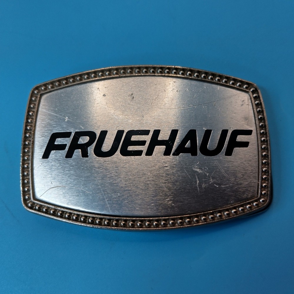 Vintage Fruehauf Belt Buckle Alumaline BB-317 Silver Tone Trucking Advertising