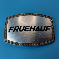 Vintage Fruehauf Belt Buckle Alumaline BB-317 Silver Tone Trucking Advertising