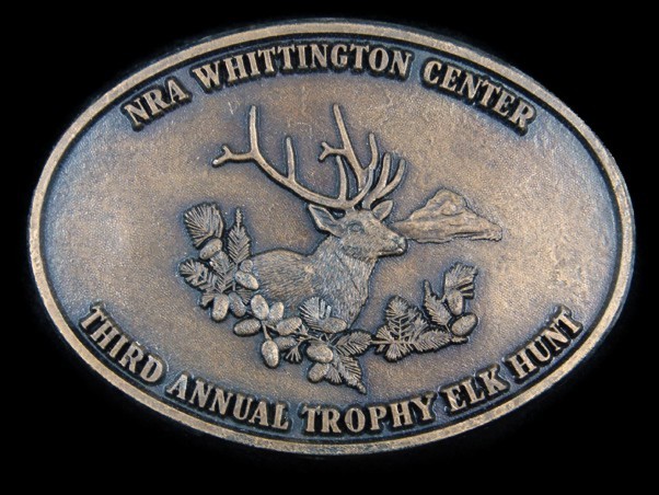 SJ03122 **NRA WHITTINGTON CENTER THIRD ANNUAL TROPHY ELK HUNT** BELT BUCKLE